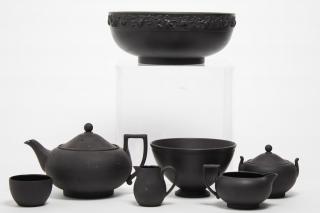 Appraisal: Wedgwood Black Basalt Jasperware Items Comprising a large serving bowl