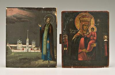 Appraisal: Two Russian icons saint outside with Basilica in background God