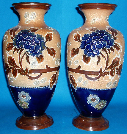 Appraisal: Pair Of Royal Doulton Vases By Florrie Slater Pattern Height