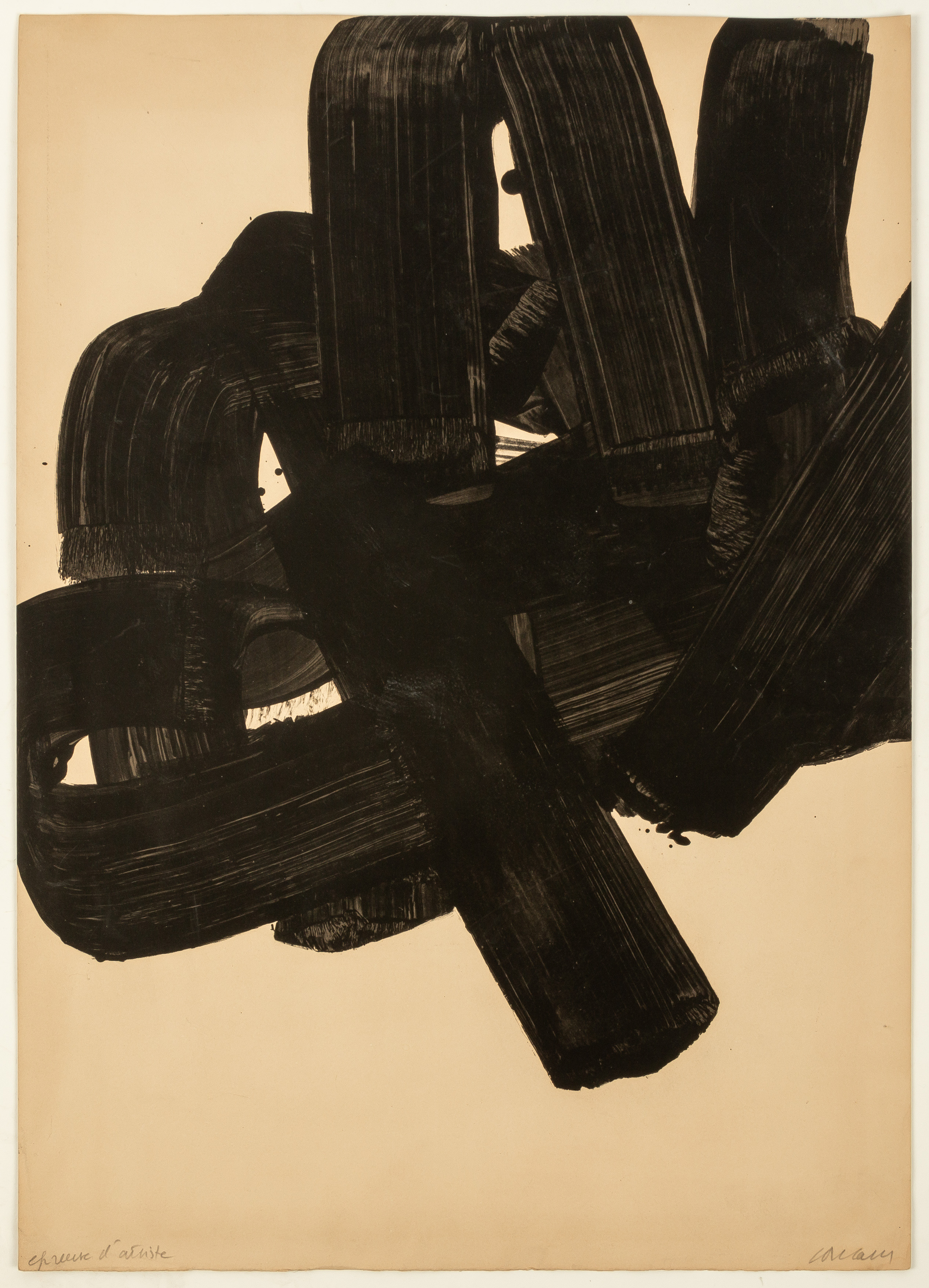 Appraisal: PIERRE SOULAGES FRENCH B NO Lithograph Pencil signed 'Soulages' lower