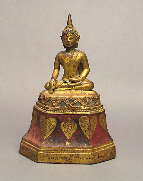 Appraisal: A Northern Thai gilt and polychrome lacquered wood Buddha Late