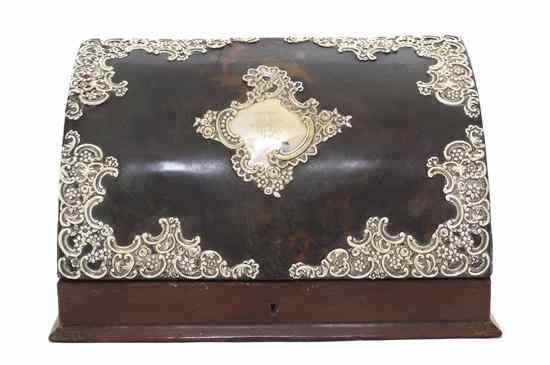 Appraisal: An English Silver Mounted Tortoise Shell Letter Box William Comyns