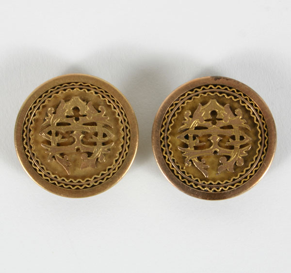 Appraisal: Pair Aesthetic Victorian rose and yellow gold buttons Test -