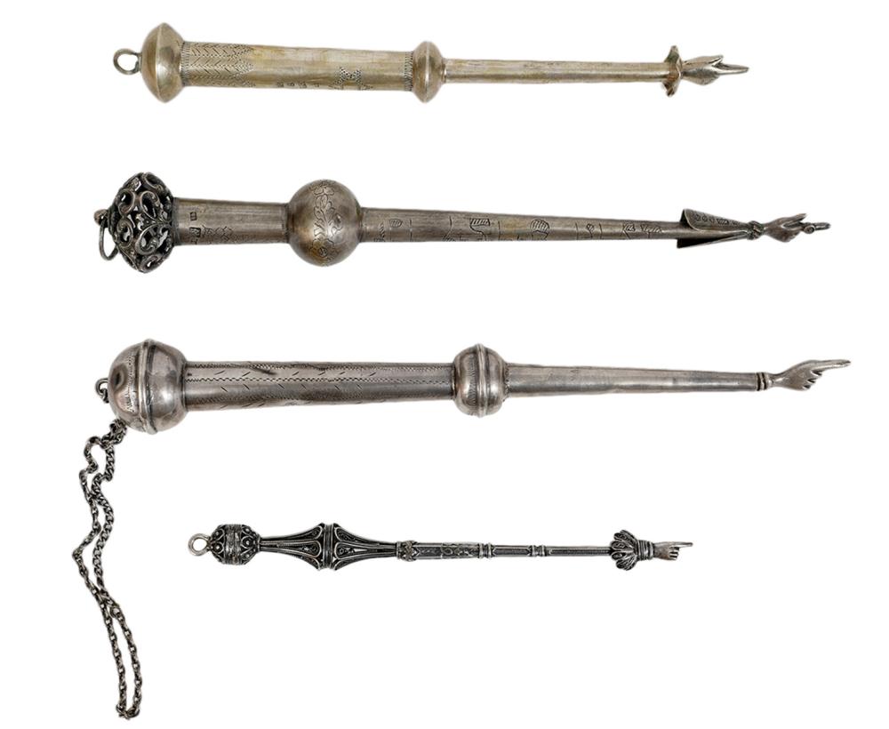 Appraisal: SILVER JUDAICA POINTERS ASSORTED SIZES silver Judaica Torah pointers some