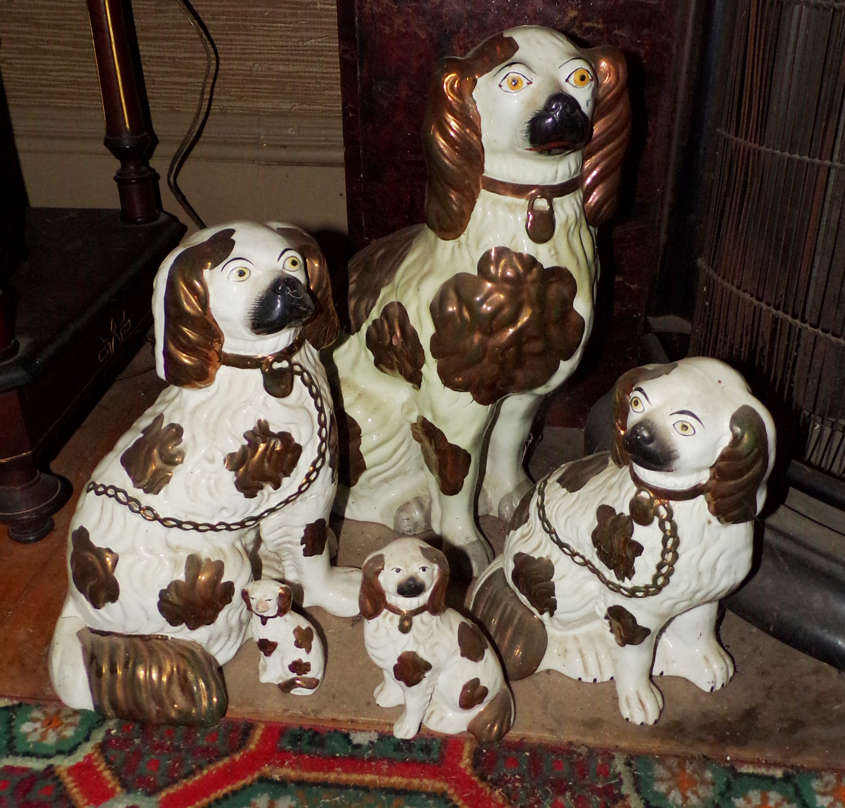 Appraisal: Staffordshire cocker spaniels with copper lustre - '' h