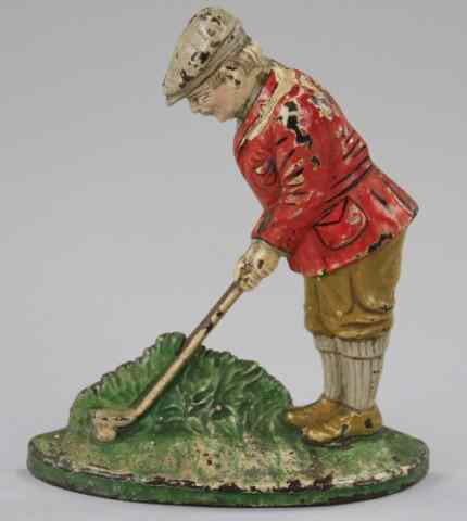 Appraisal: PUTTING GOLFER DOORSTOP Hubley depicts golfer dressed in early attire