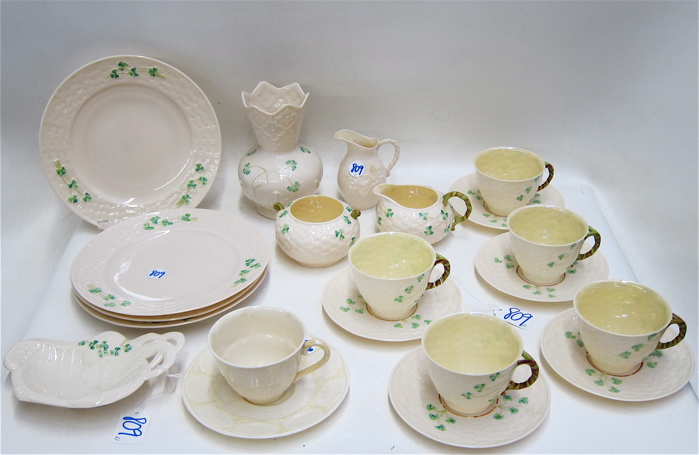 Appraisal: PIECES BELLEEK PORCELAINS th Mark - set of twelve Shamrock