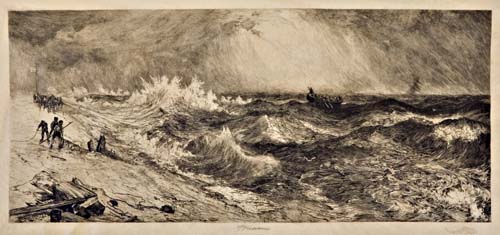 Appraisal: THOMAS MORAN The Much Resounding Sea Etching roulette and drypoint