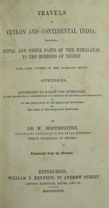 Appraisal: Ceylon - Hoffmeister Werner Travels in Ceylon and continental India