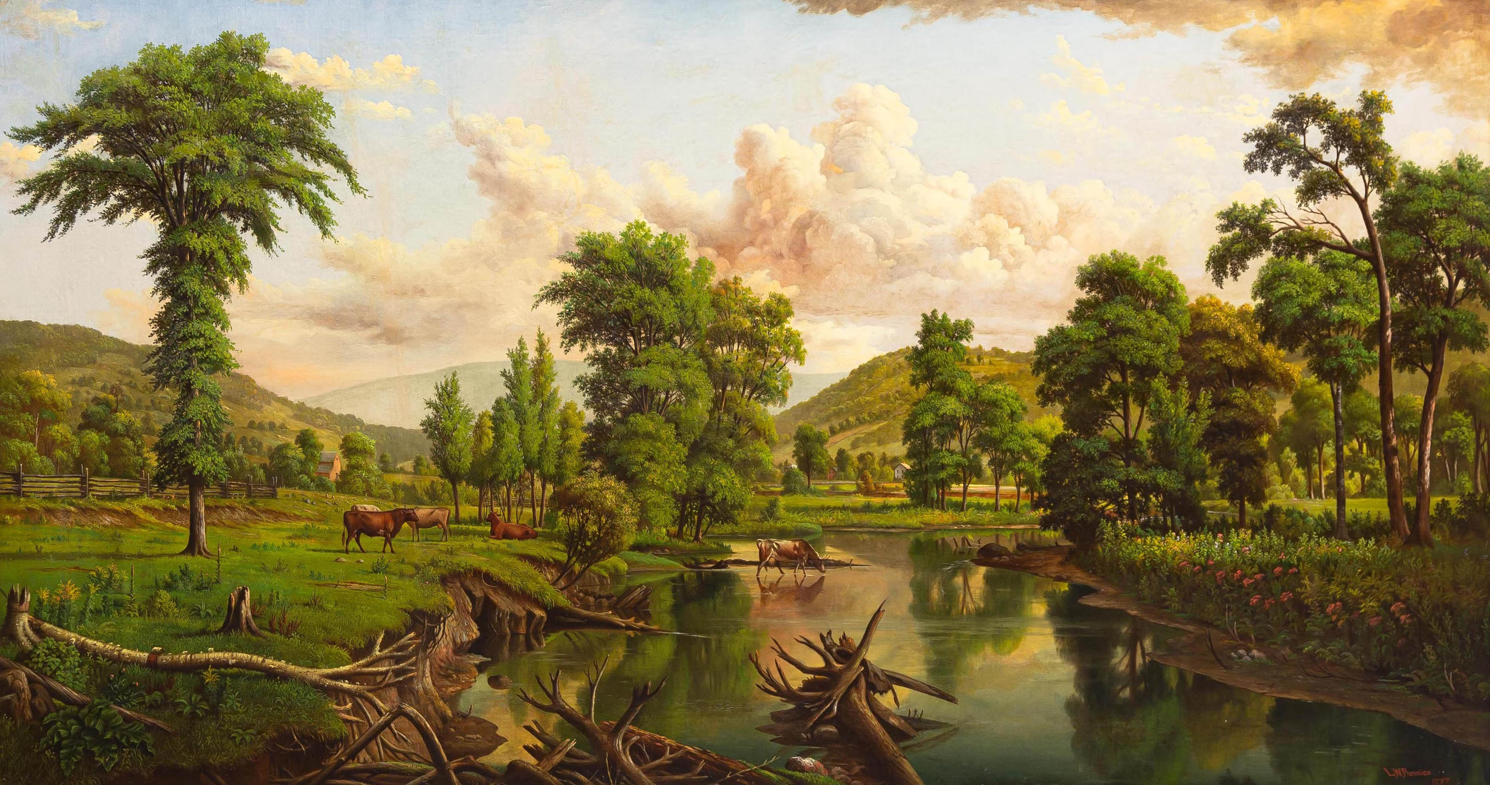 Appraisal: LEVI WELLS PRENTICE AMERICAN - LANDSCAPE Oil on canvas Probably