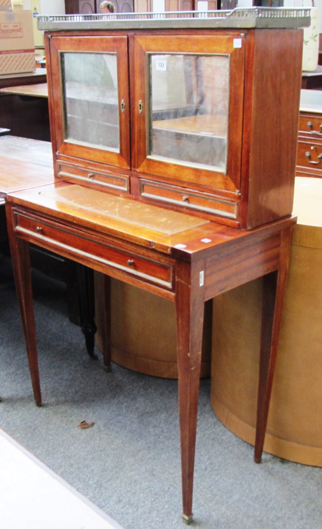 Appraisal: A th century gilt metal mounted mahogany lady's writing desk