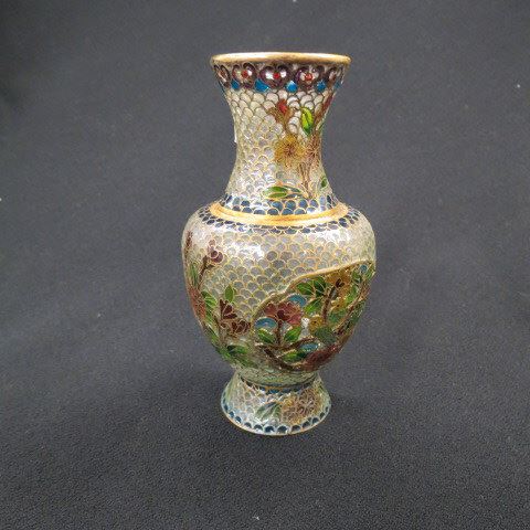 Appraisal: Chinese Translucent Cloisonne Vase bird and floral fancy openwork excellent