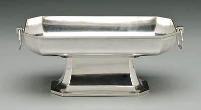 Appraisal: Austria-Hungary silver center bowl rectangular with squared-off corners ring handles