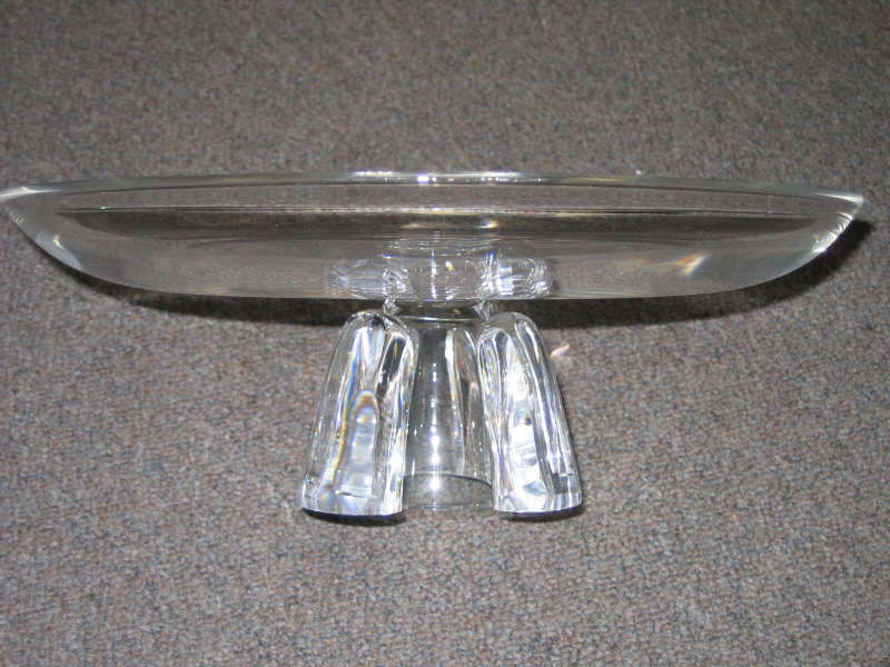 Appraisal: STEUBEN CRYSTAL CENTERPIECE BOWL the shallow dish raised on pedestal