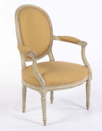 Appraisal: A th century style painted beechwood fauteuil In the Louis