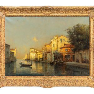 Appraisal: Antoine Bouvard French - Gondola on a Venetian Canal oil