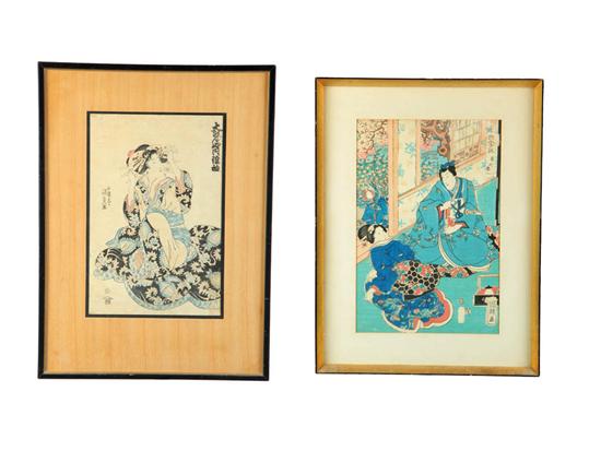 Appraisal: TWO WOODBLOCK PRINTS Japan nd half- th century colored prints