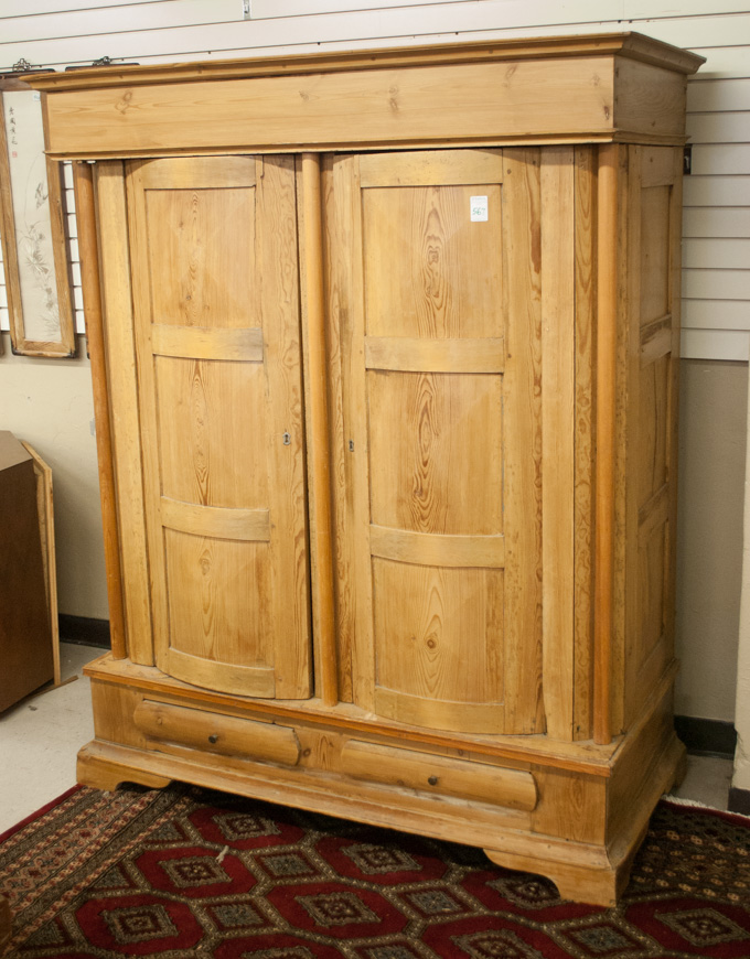 Appraisal: TWO-DOOR PINE WARDROBE Continental th century H x W x