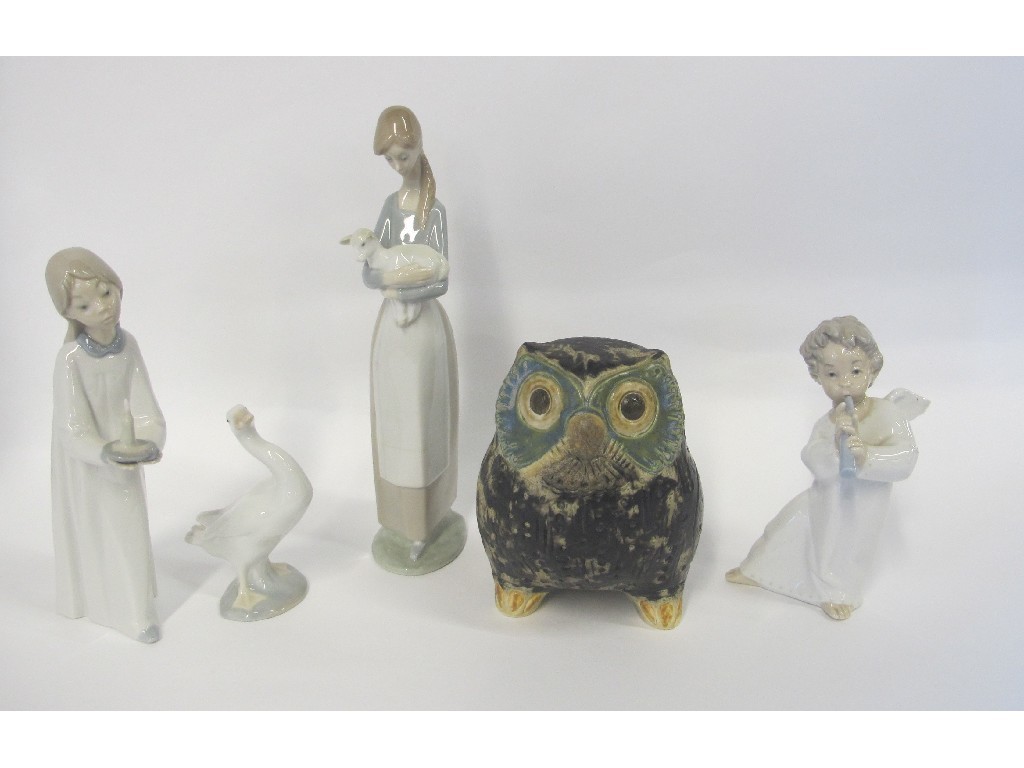 Appraisal: Three Lladro figures of children a goose and an owl