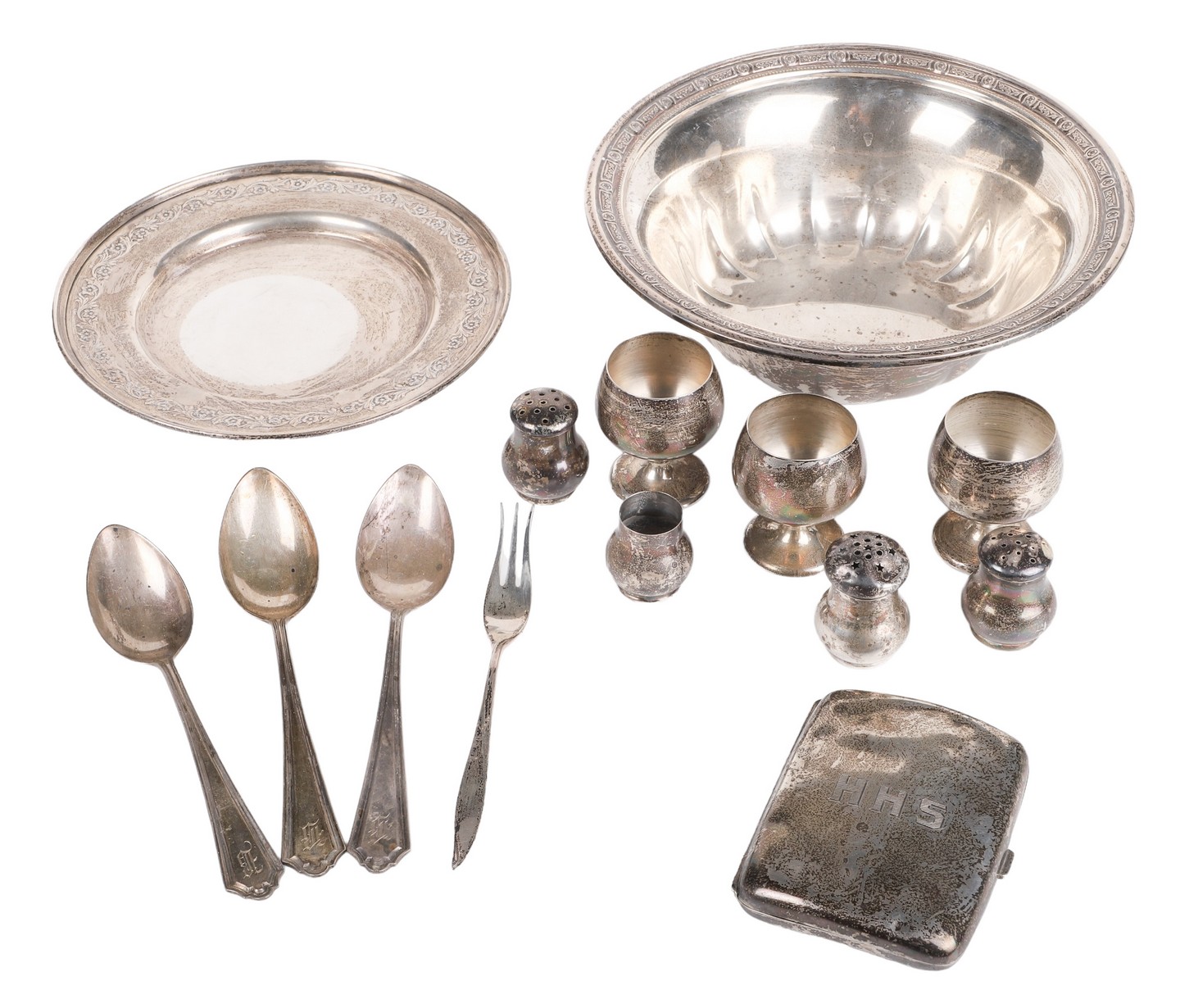 Appraisal: Sterling silver items TO c o Frank M Whiting embossed