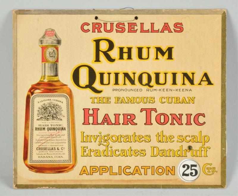 Appraisal: Cardboard Rhum Quinquina Hair Tonic Sign Description Early s Condition