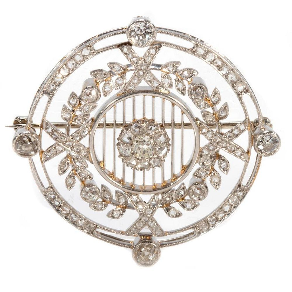 Appraisal: Edwardian diamond and platinum brooch set throughout with old mine