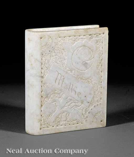 Appraisal: An American Folk Art Carved Marble Funerary Book c -