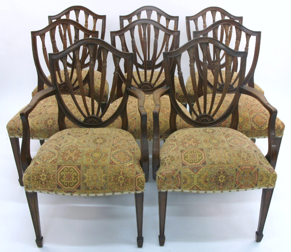 Appraisal: SET OF EIGHT FEDERAL MAHOGANY DINING CHAIRS Hepplewhite sub-style early