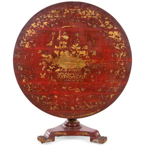 Appraisal: A Regency Style Lacquered and Japanned Tilt-Top Table th Century