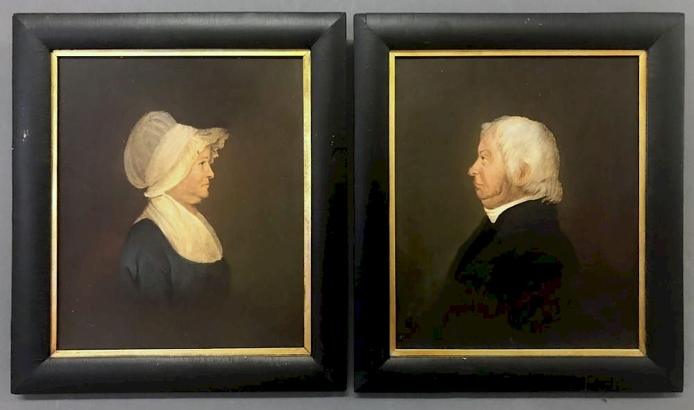 Appraisal: Pair of Oil Portraits of a Husband and Wife Pair