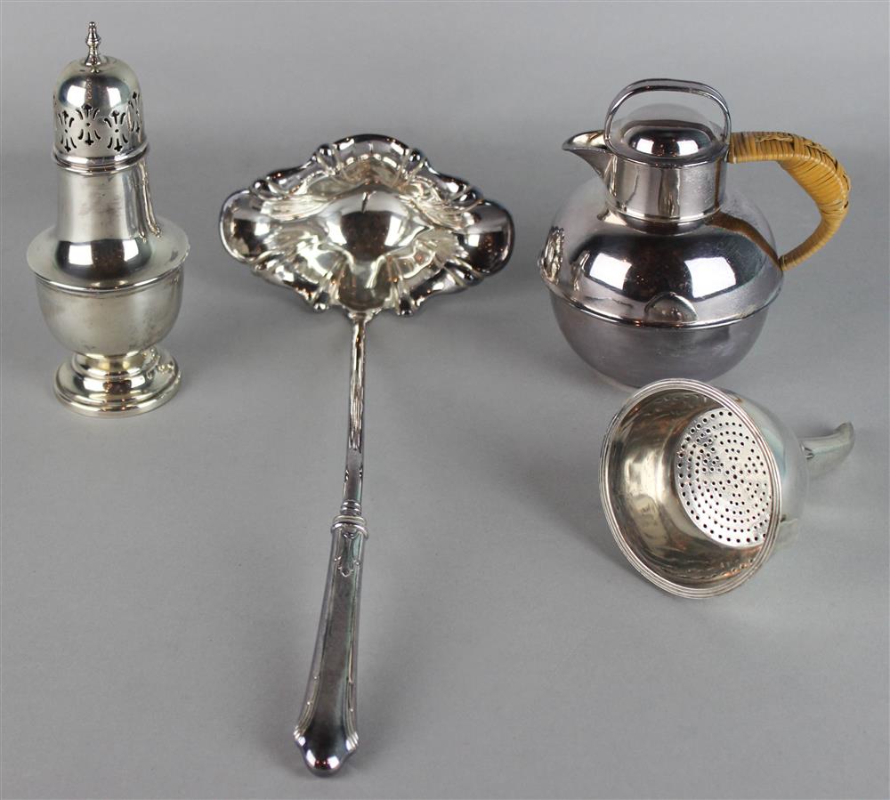 Appraisal: GEORGE III SILVER WINE FUNNEL London with perhaps married strainer