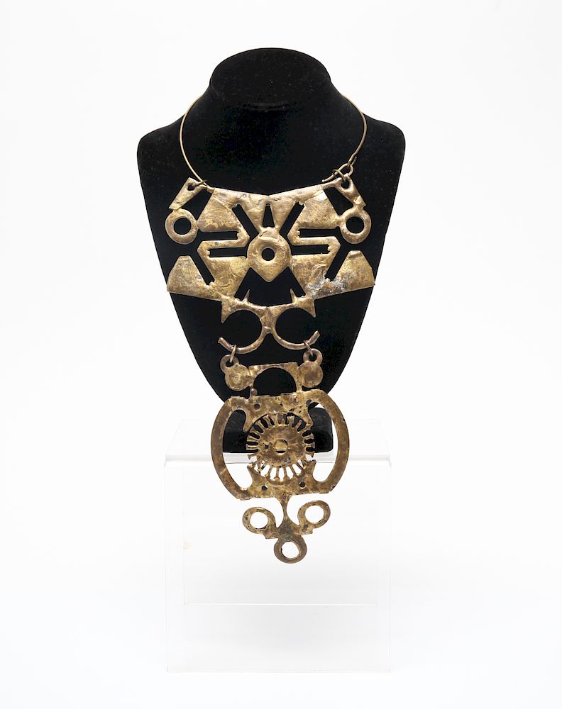 Appraisal: Norma Flanagan Modern Brass Pendant Necklace Norma Flanagan modern brass