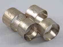 Appraisal: A pair of silver napkin rings Chester together with an