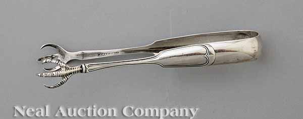 Appraisal: A Hyde and Goodrich Coin Silver Fiddlethread Sugar Tongs New