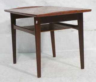 Appraisal: Mid Century Two Tier Side End Table Rolled rim e