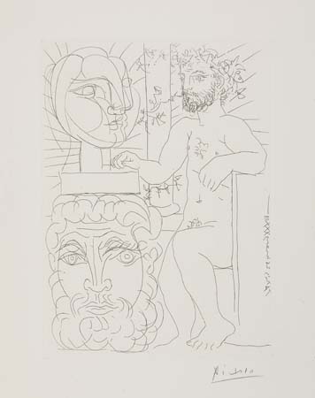 Appraisal: PABLO PICASSO Sculpteur et Deux T tes Sculpt es Etching