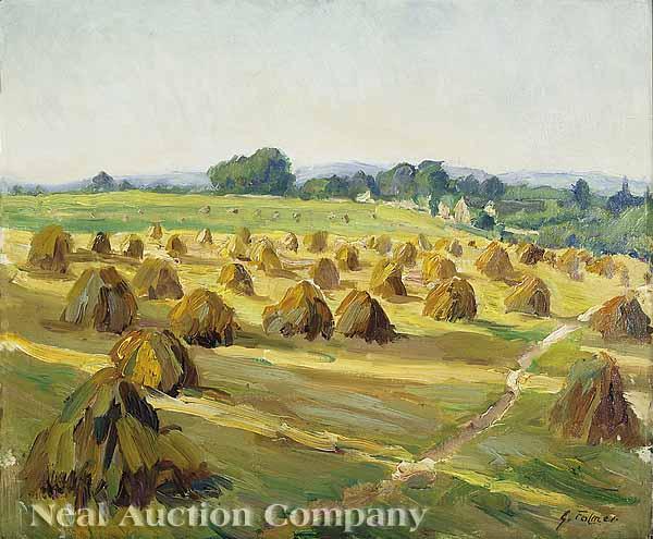 Appraisal: Georges Folmer French - Haystacks in Burgundy c oil on