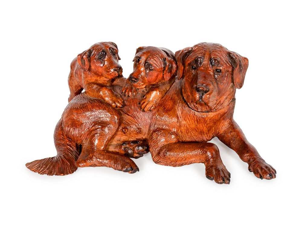 Appraisal: A Swiss Carved Wood Figural Group A Swiss Carved Wood