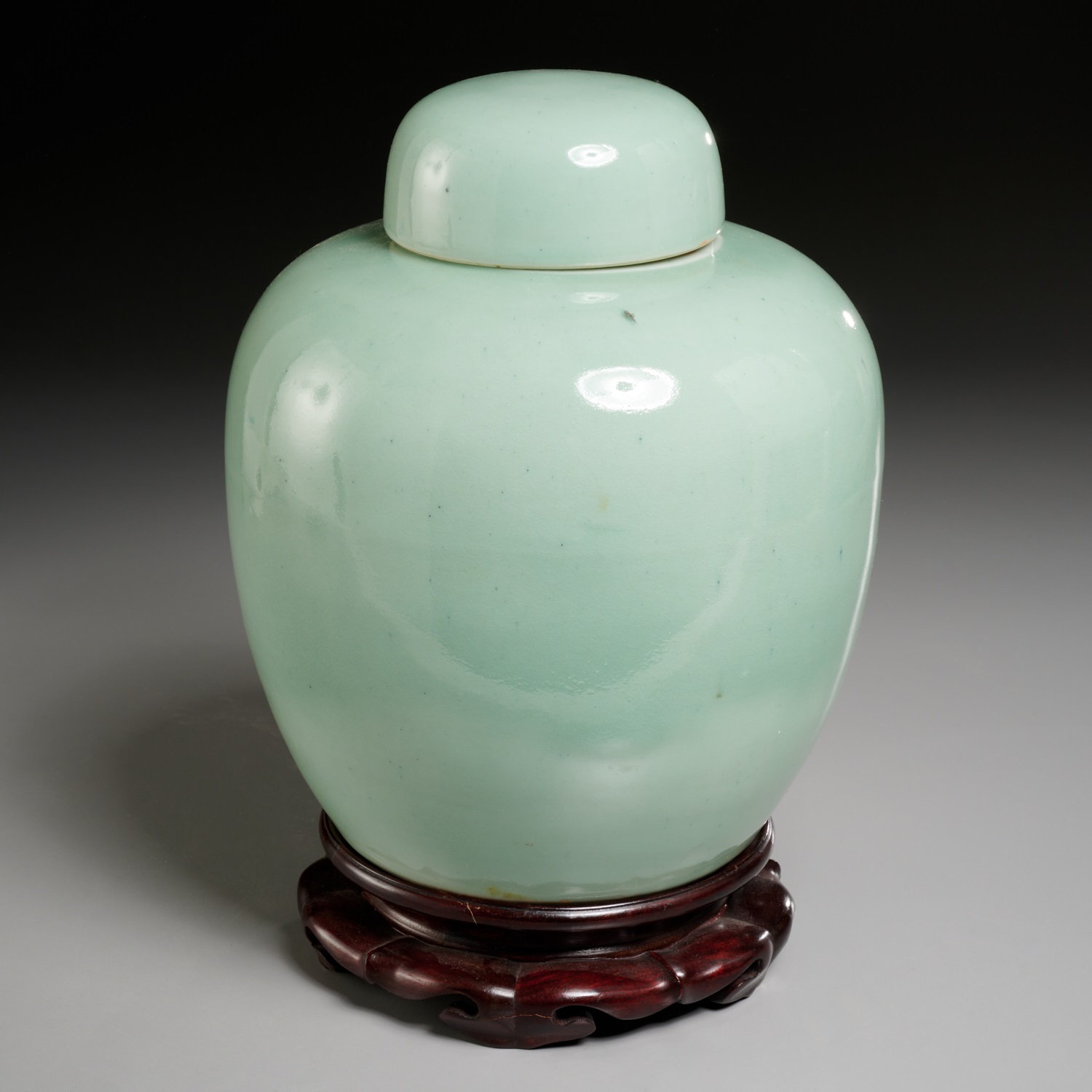 Appraisal: CHINESE CELADON PORCELAIN GINGER JAR Qing Dynasty th th c