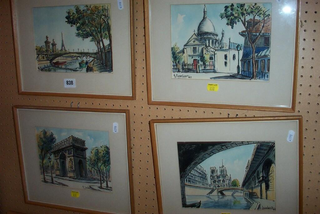 Appraisal: A set of four oil paintings on paper studies of