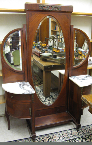 Appraisal: FRENCH EMPIRE STYLE MAHOGANY VANITY Continental early th century The