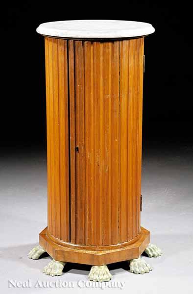 Appraisal: A Fruitwood Cylinder Commode early th c the marble top