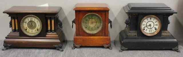 Appraisal: Mantel Clock Lot Includes an ebonized and marbleized clock labeled