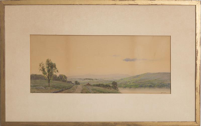 Appraisal: ATTRIBUTED TO JAMES HENRY - PASTORAL MOUNTAIN LANDSCAPE Watercolor on