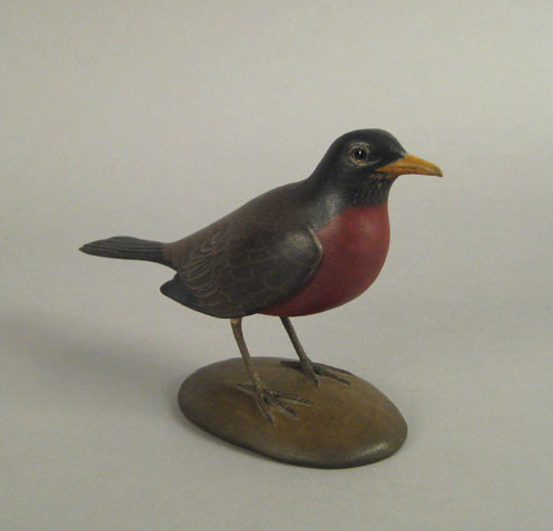 Appraisal: Frank Finney Am b carved and painted American robin with