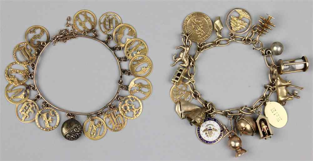 Appraisal: K YELLOW GOLD CHARM BRACELET the finely linked bracelet set