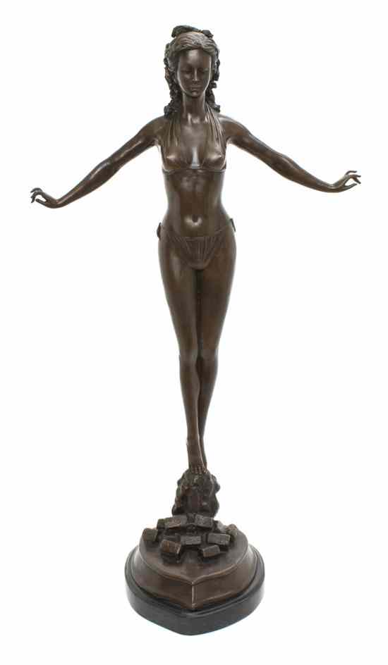 Appraisal: A Bronze Figure of a Woman Jules Jouant depicting a