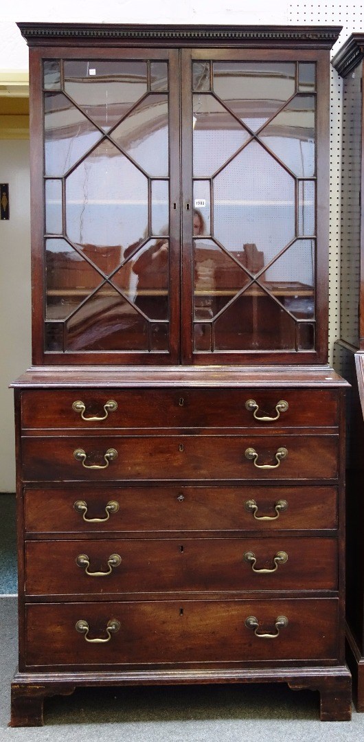 Appraisal: A mid th century secretaire bookcase the pair of astragal