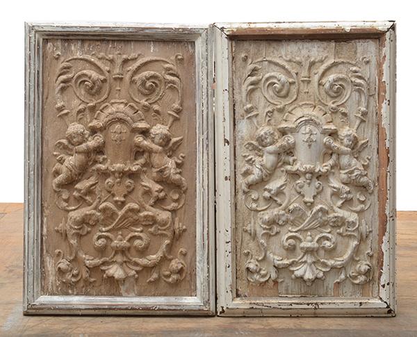 Appraisal: PAIR OF TH CENTURY MOULDED WOOD COACH PANELS HIGH RELIEF