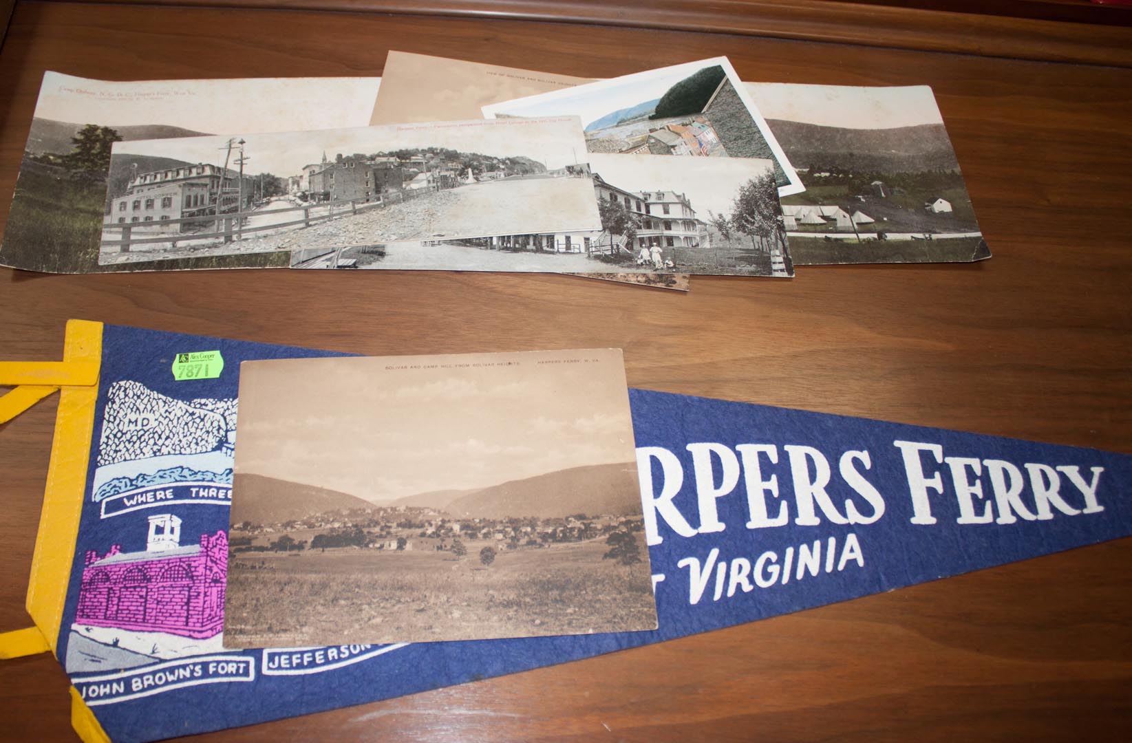 Appraisal: Assortment of Harper's Ferry memorabilia including photographs pennants framed prints